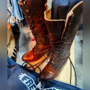 Womens leather lace boots